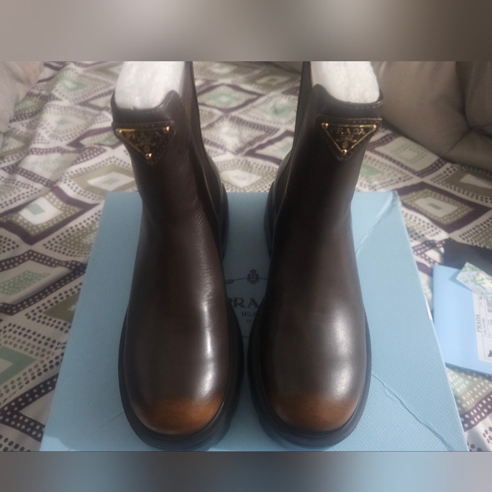 Prada Brown Lace Up Boots